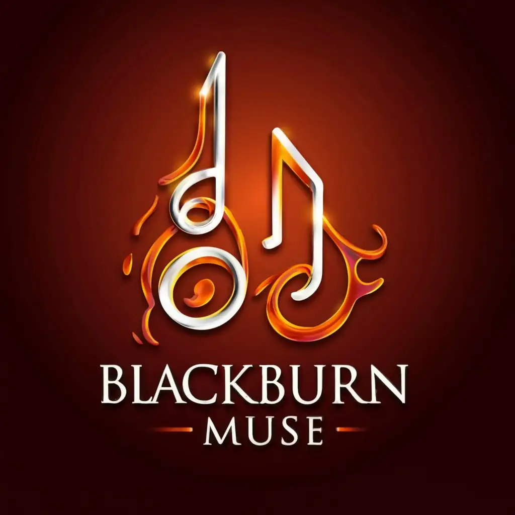 a logo design,with the text "Blackburn Muse", main symbol:2 music notes Melting from heat,Moderate,clear background
