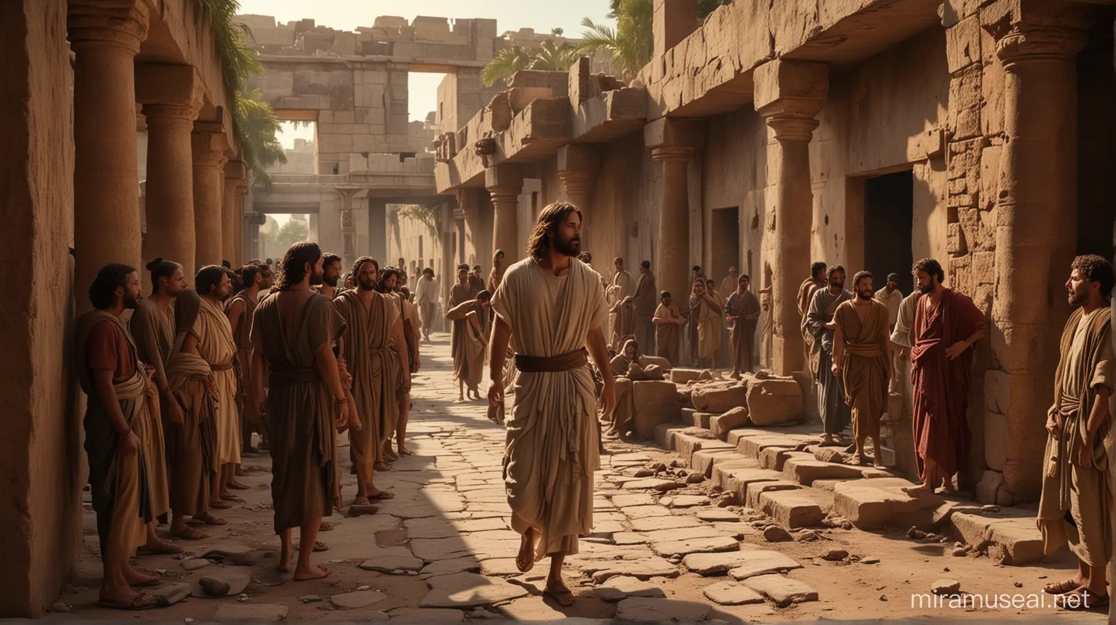 Jesus and Followers in 1st Century Capernaum House Scene from The Passion of the Christ