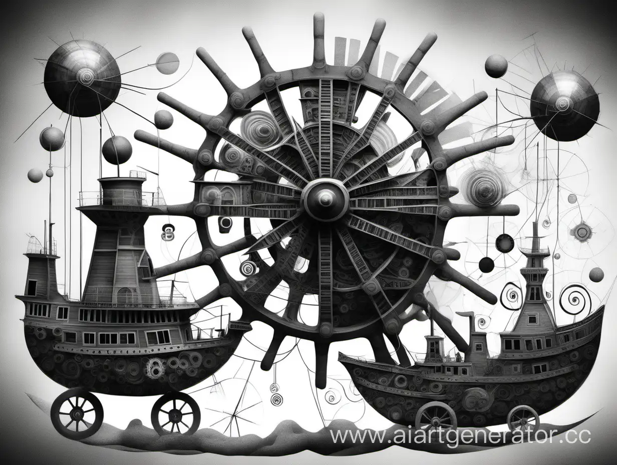 Surreal-Abstract-Forms-Fantasy-Ship-on-Wheels-in-a-Fantastic-Space
