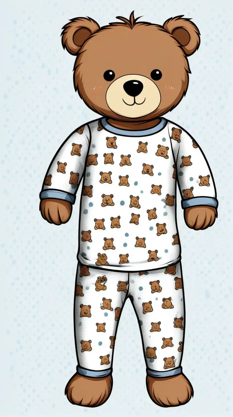 Adorable Teddy Bear Pajamas Graphic for Kids Comfortable Bedtime