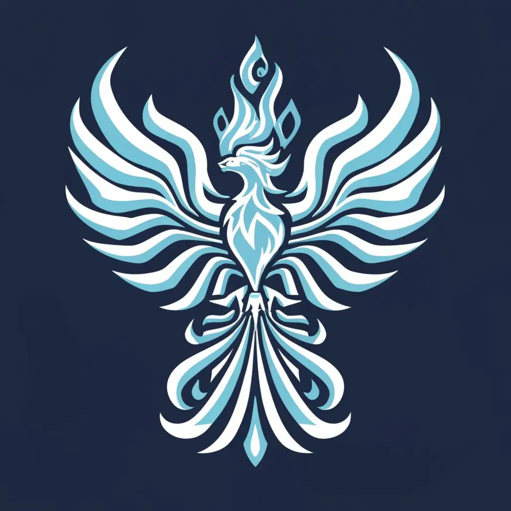 a logo design,with the text "frostbite phoenix", main symbol:phoenix but ice and white,complex,clear background