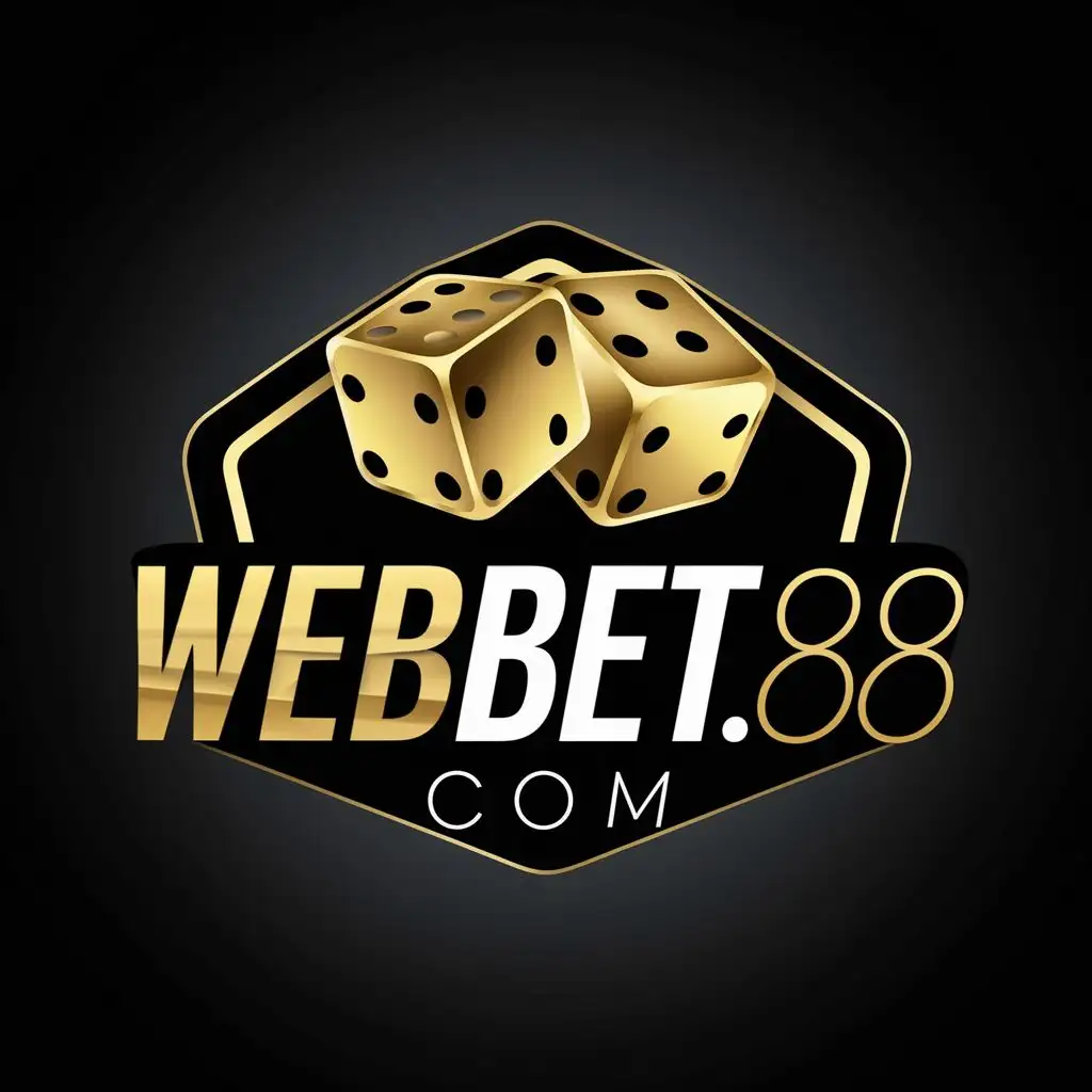 logo, Gold dice, with the text "webbet88.com", typography, be used in Entertainment industry