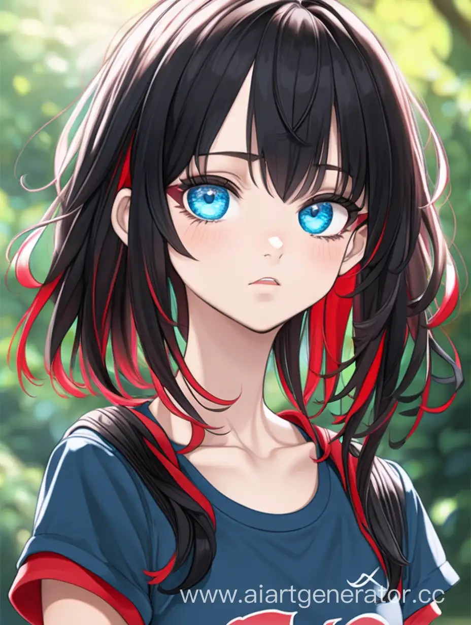 Expressive-BlueEyed-Girl-with-Wavy-Black-Hair-and-Red-Highlights-in-Stylish-Summer-Outfit