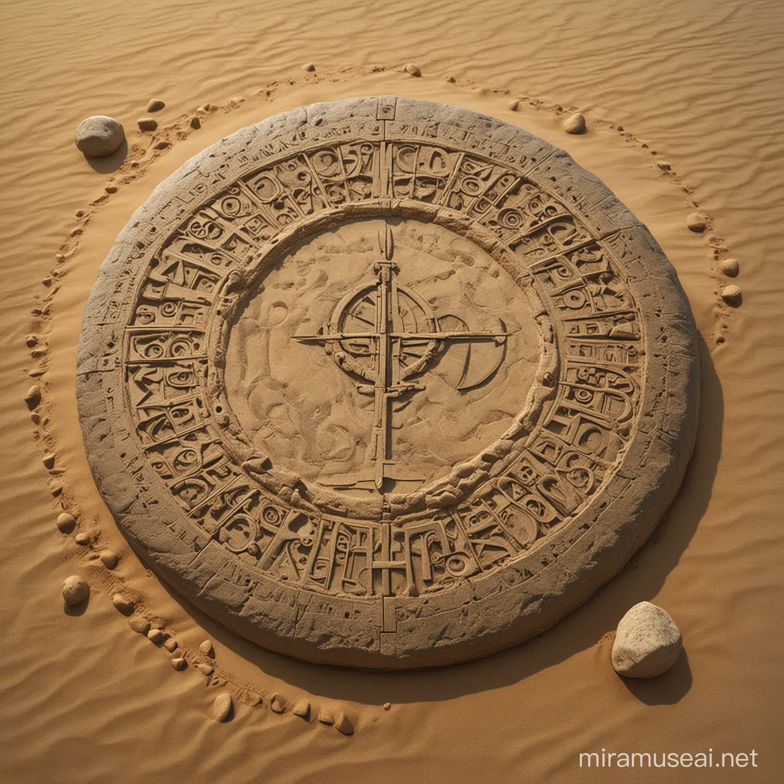 Mysterious Ancient Stone Tool in Desert Landscape Beksiski Inspired Artwork
