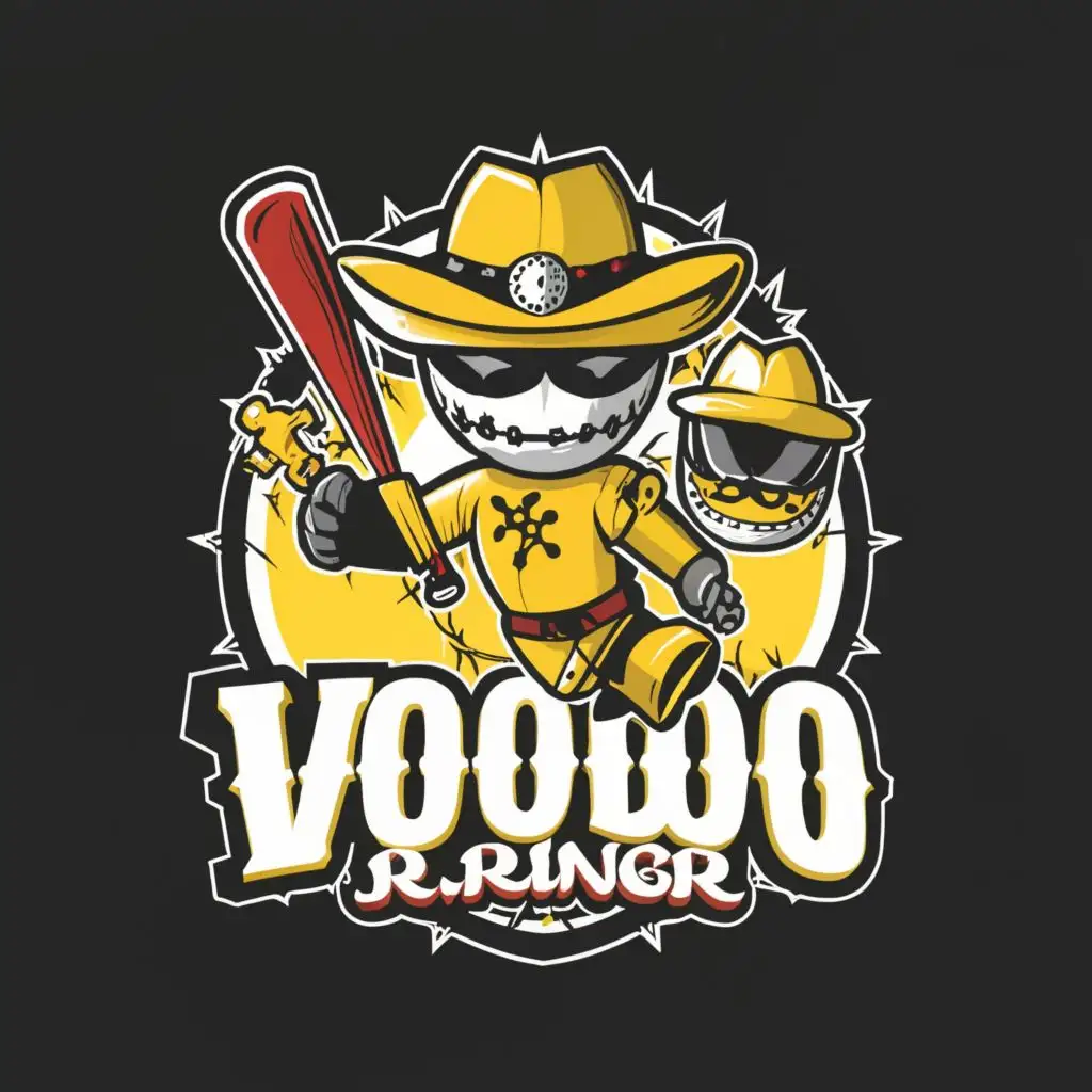 LOGO-Design-for-Voodoo-Ranger-Bold-Black-and-Yellow-with-Athletic-Voodoo-Doll-Theme