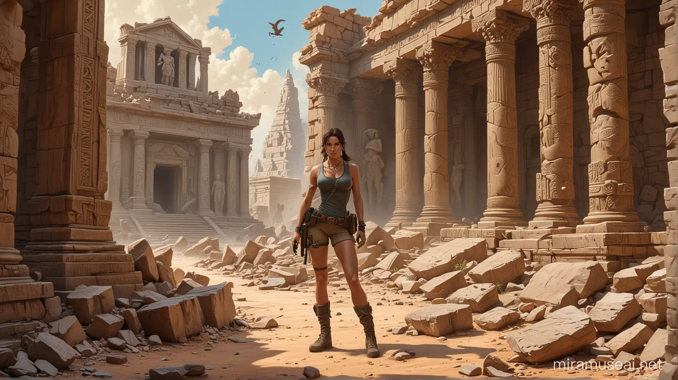 Lara Croft Adventure Buried Temple Entrance Exploration