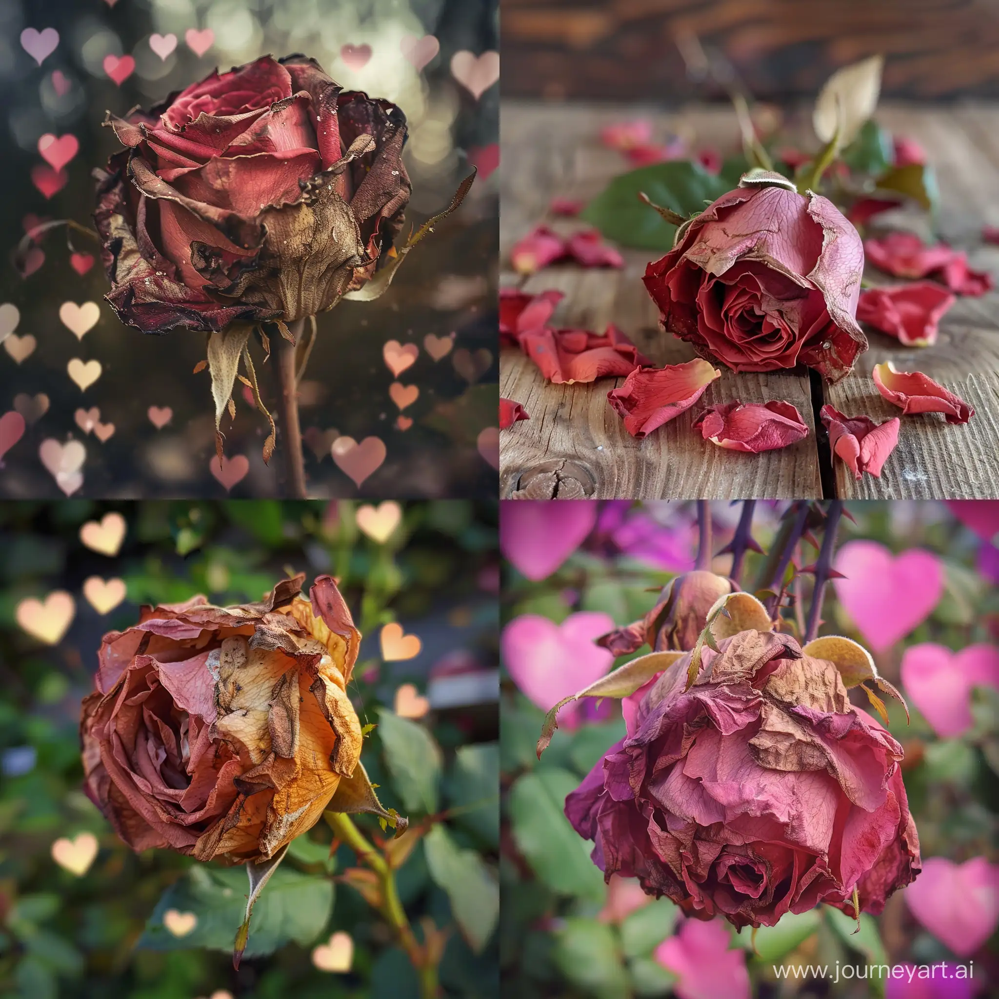A withered rose surrounded by love