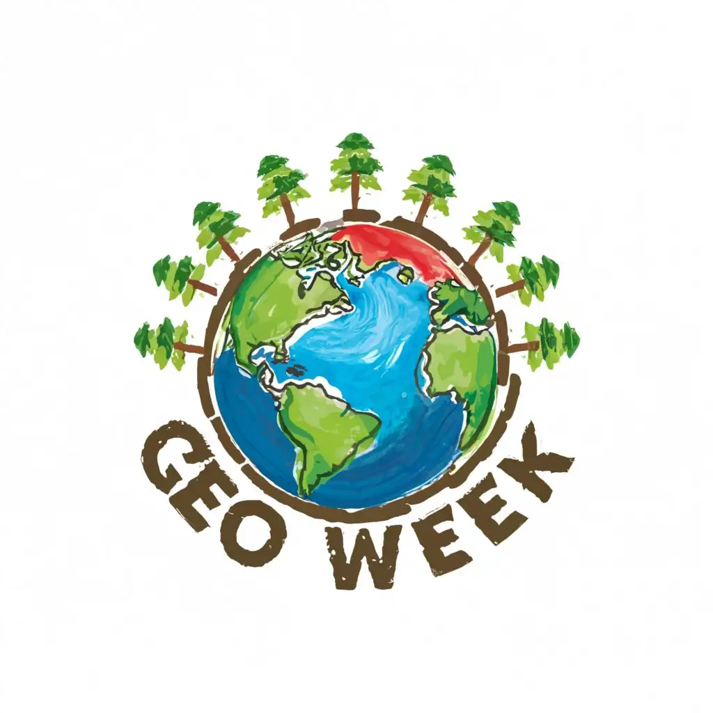 a logo design,with the text "GeoWeek", main symbol:Planet Trees,Moderate,clear background