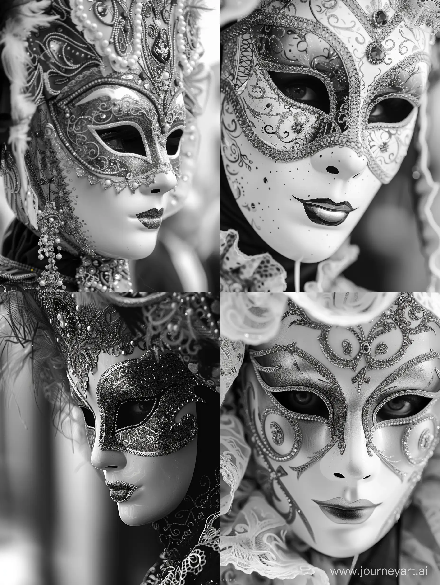Maschera di carnevale a Venezia in bianco e nero
