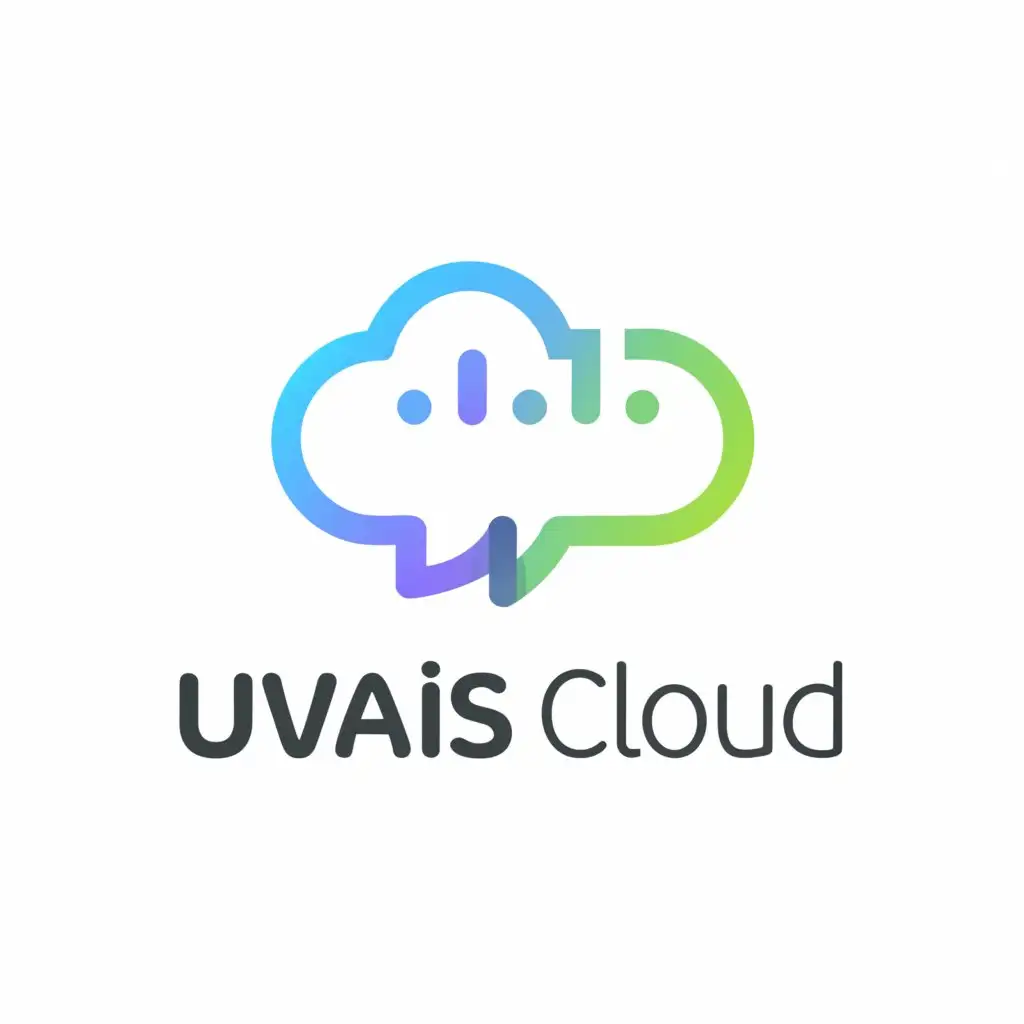 a logo design,with the text "Uwais Cloud", main symbol:in a logo with a bubble chat symbol and accompanied by clouds ornaments,Moderate,be used in Technology industry,clear background