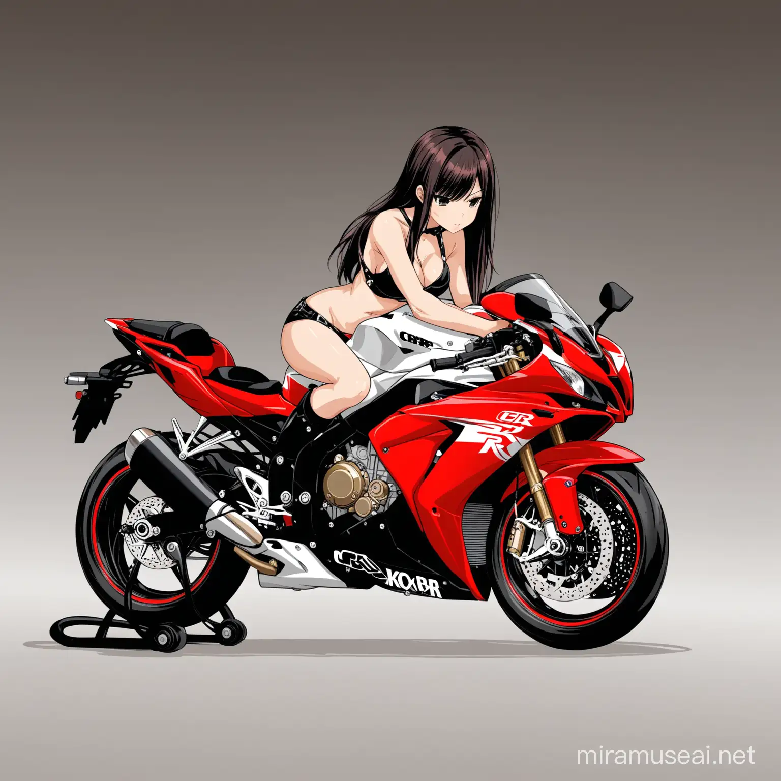 Sensual Biker Girl Riding Honda CBR1000RR