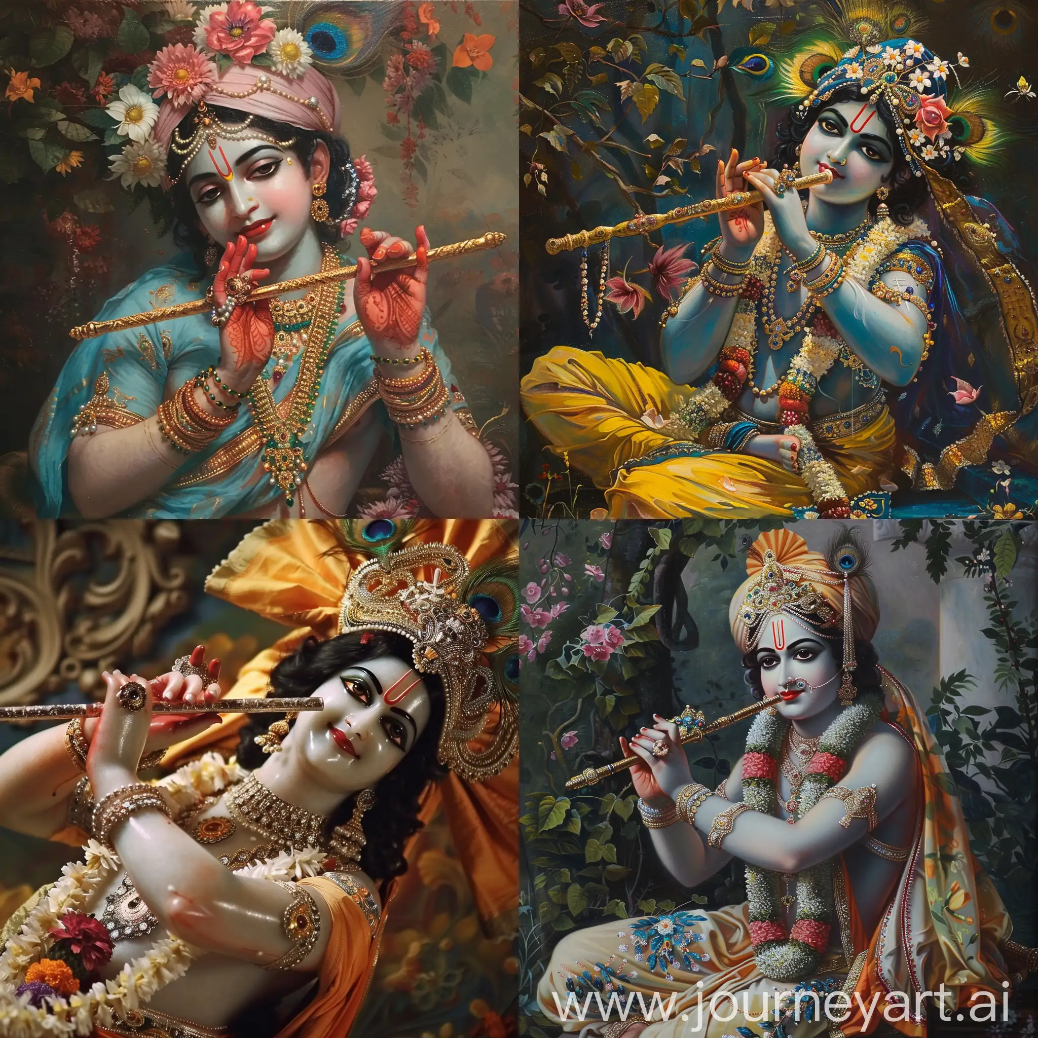 Lord-Krishna-Serenading-on-Flute-in-a-Divine-Atmosphere