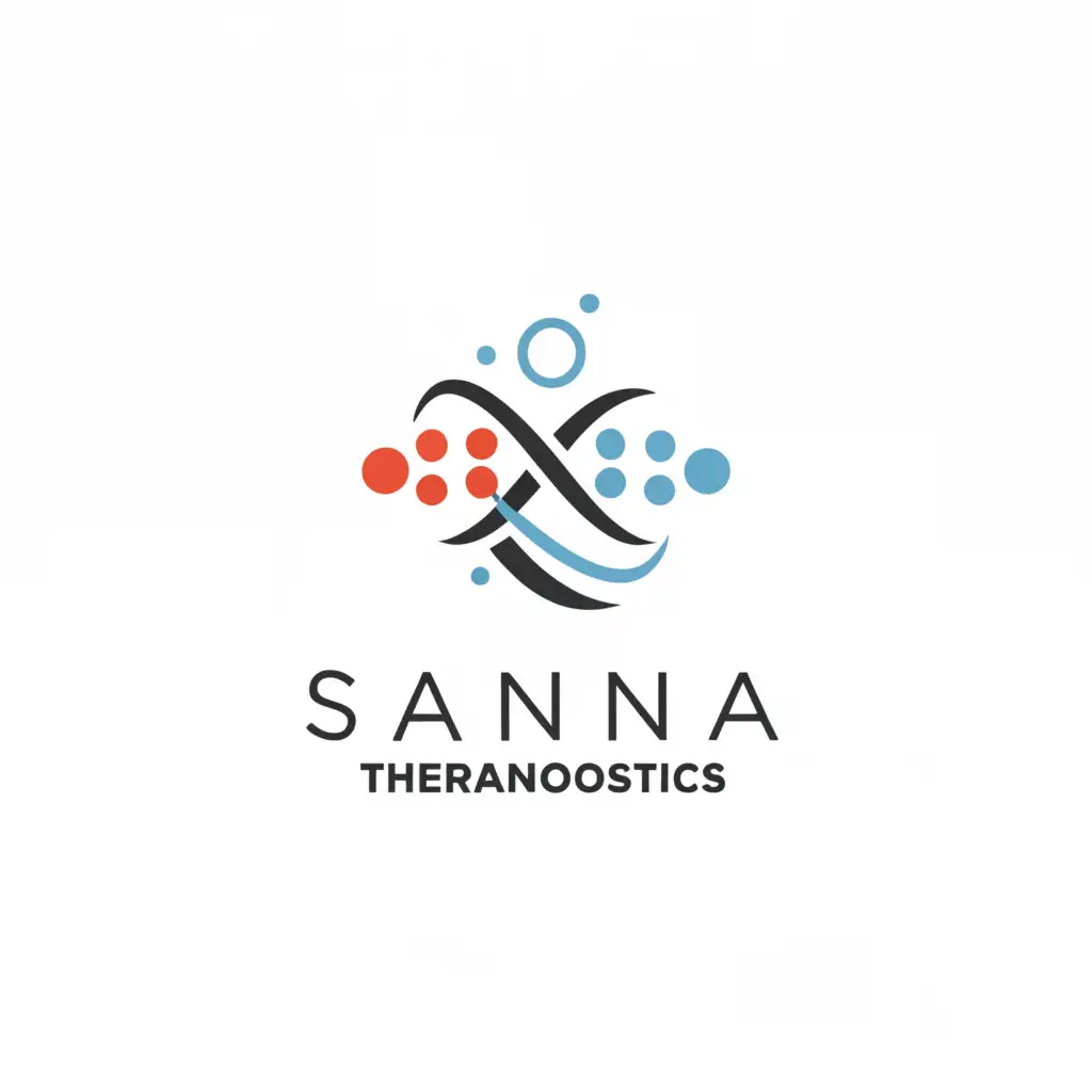 a logo design,with the text "Sana Theranostics", main symbol:Antibody
Radio isotope
,Minimalistic,be used in Medical Dental industry,clear background