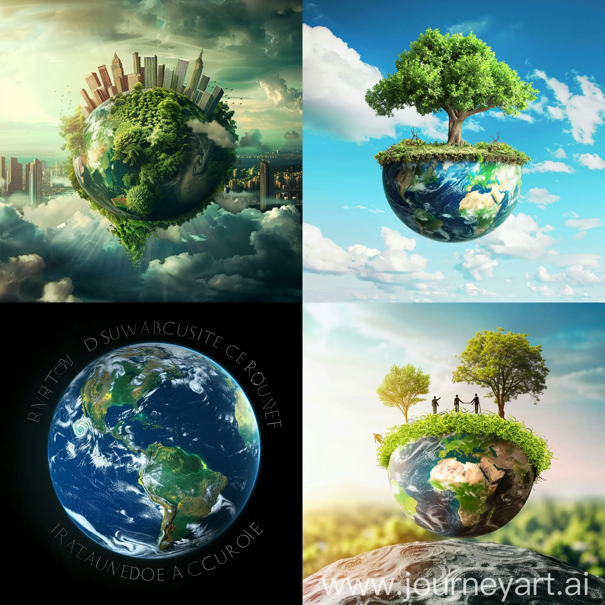 Sustainability theme earth supported on the pillar of integrity, accountability and courage 