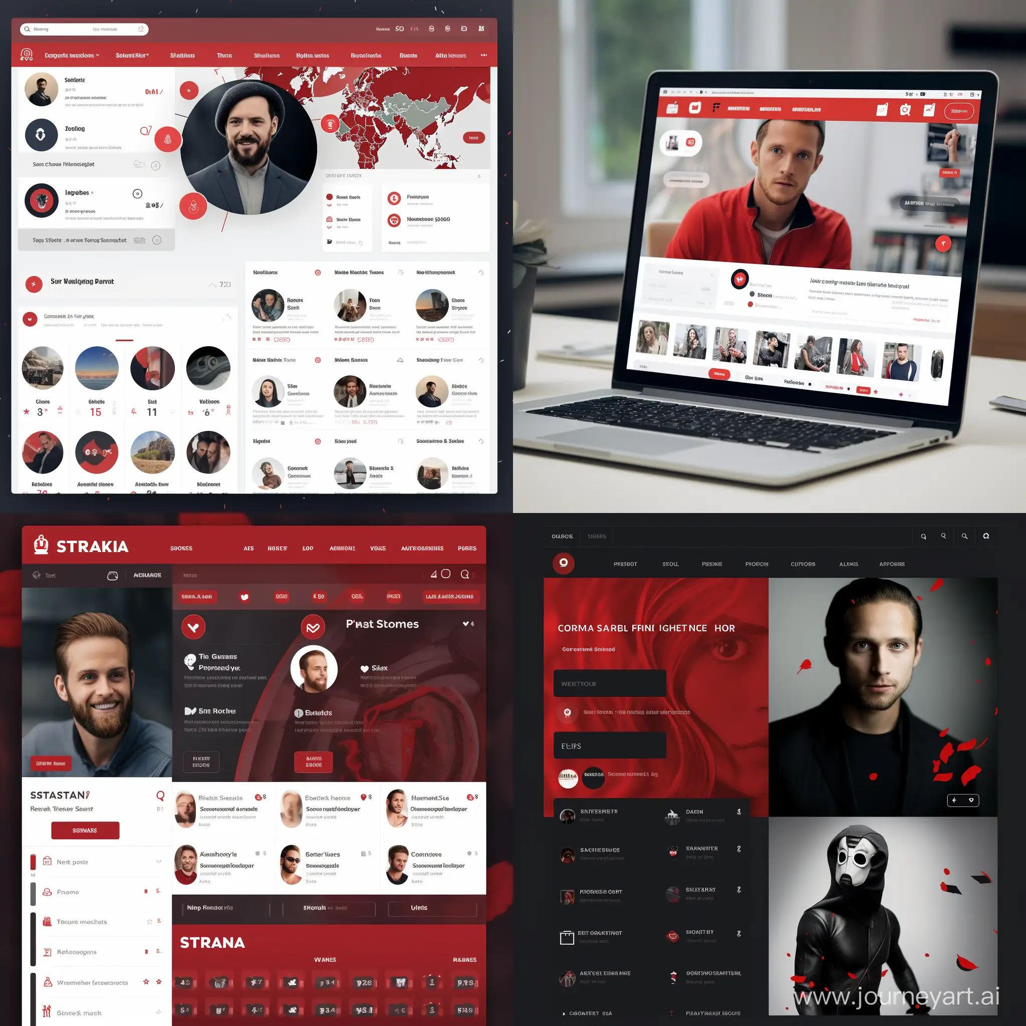 Create a social media template for spartax a spartan brand, use the colors red black and white