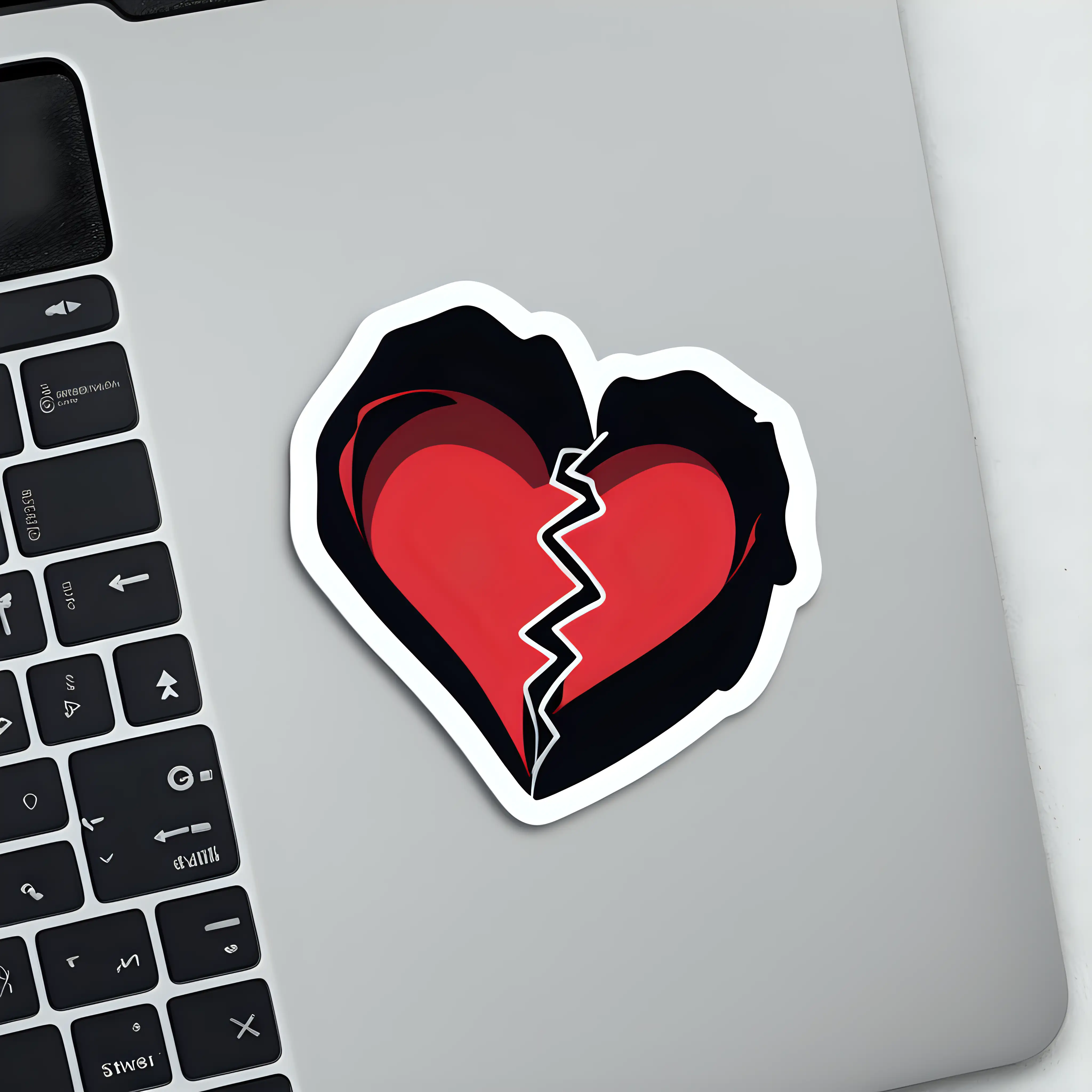 Minimal Broken Heart Sticker Design in Black