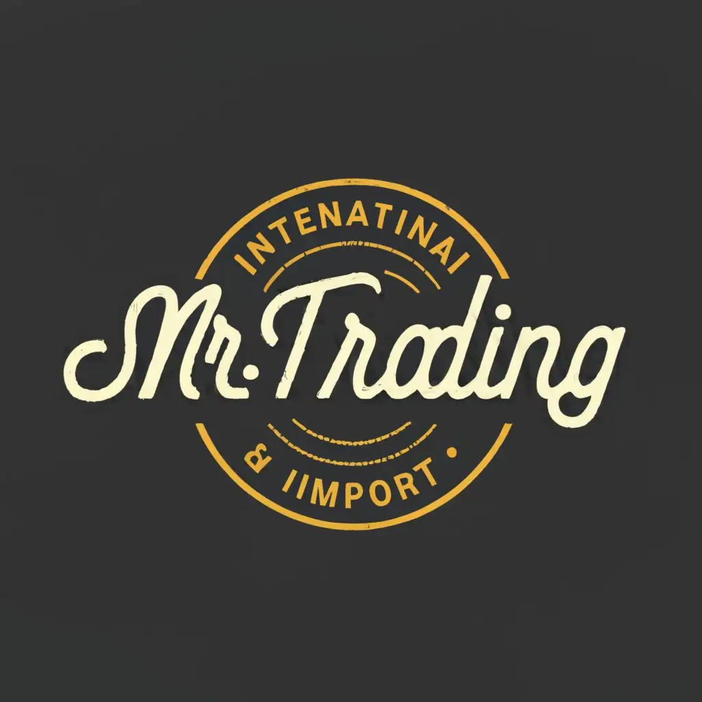 logo, International Export & Import, with the text "MR.TRADING", typography