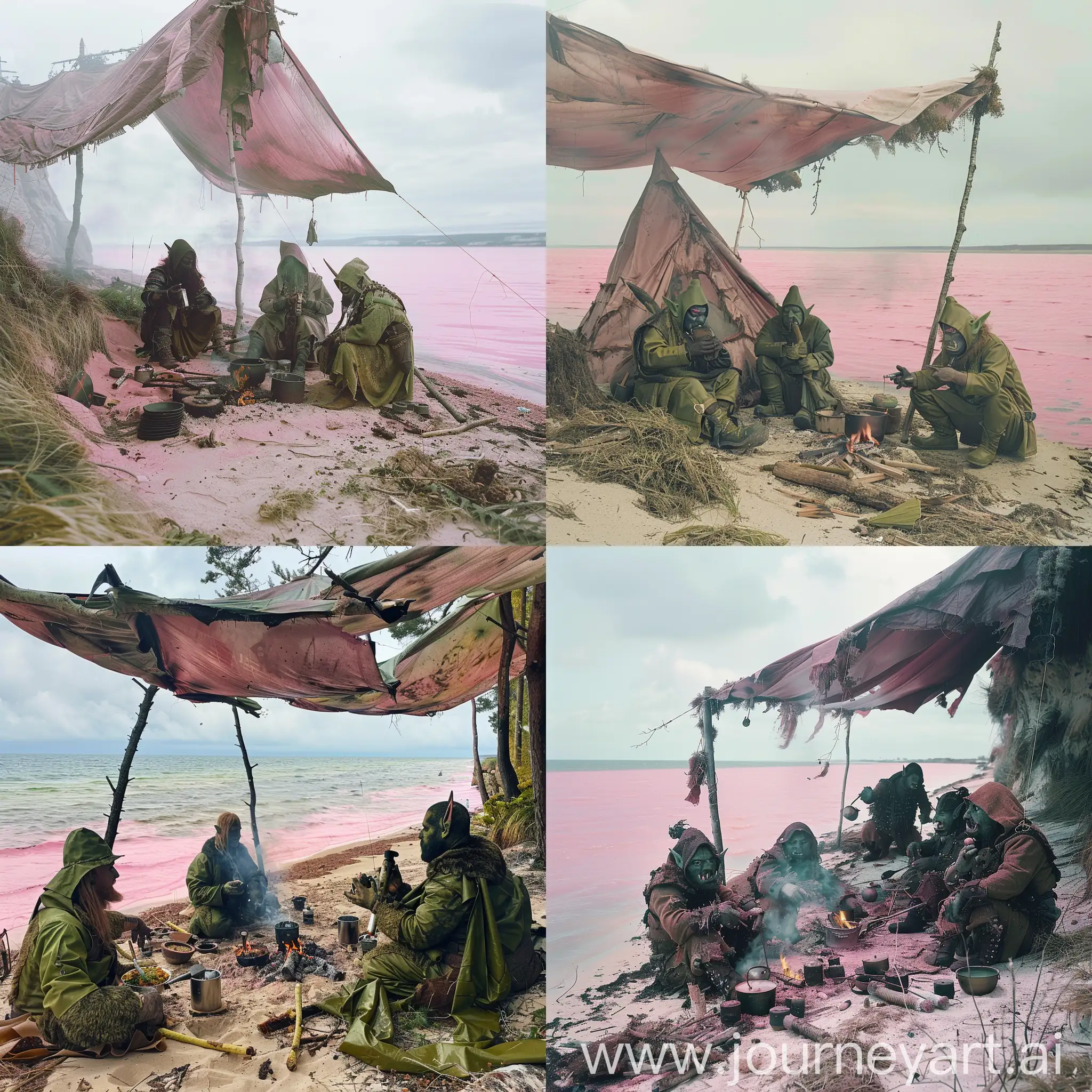 Orcs-Camp-by-the-Pink-Lake-and-Sandy-Beach