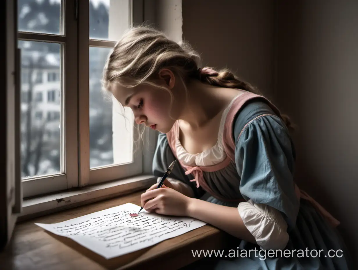 Emotional-Letter-Writing-Tearful-Girl-by-the-Window