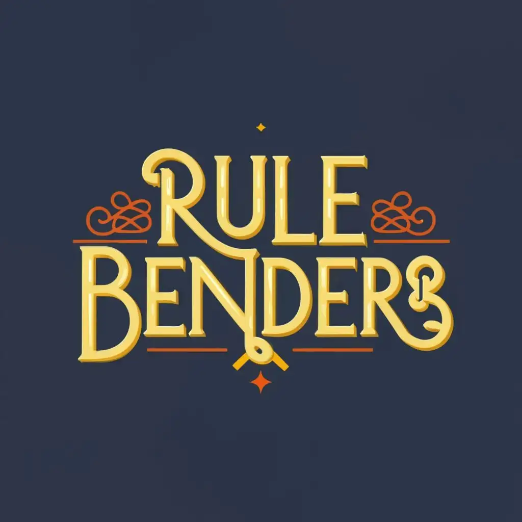 logo, Text, with the text "Rule Benders", typography, be used in Entertainment industry