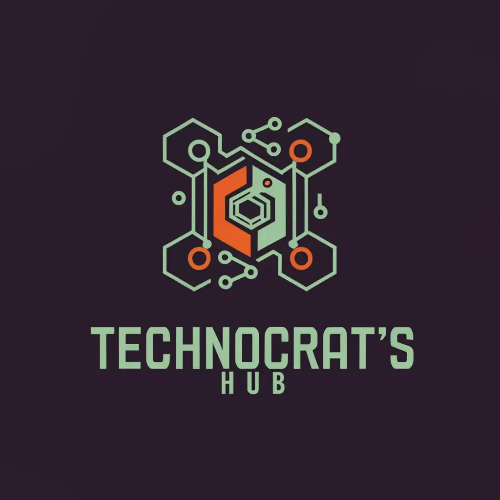 LOGO-Design-For-TECHnocrats-HUB-Futuristic-Computer-Parts-Emblem-for-Technology-Industry