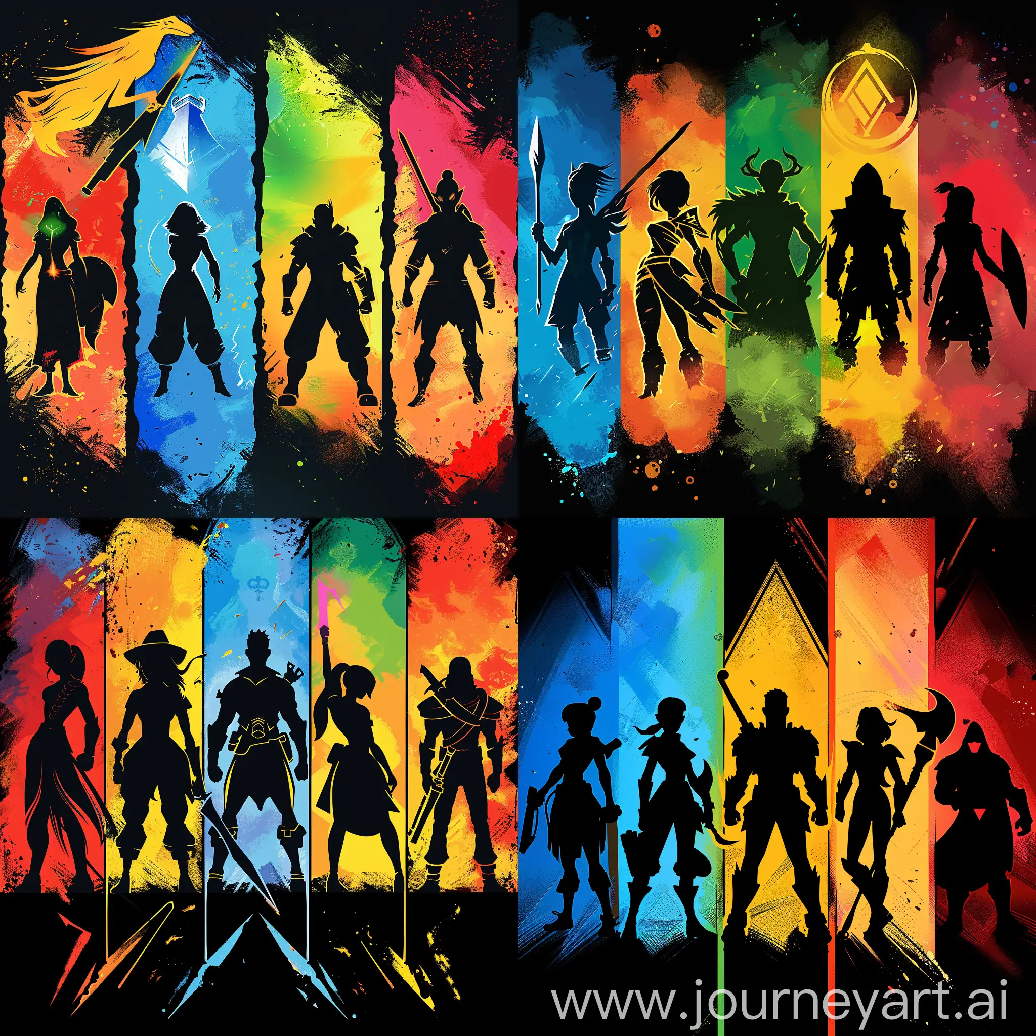 Colorful-Silhouette-Characters-from-Various-Video-Games-in-Pixar-Style