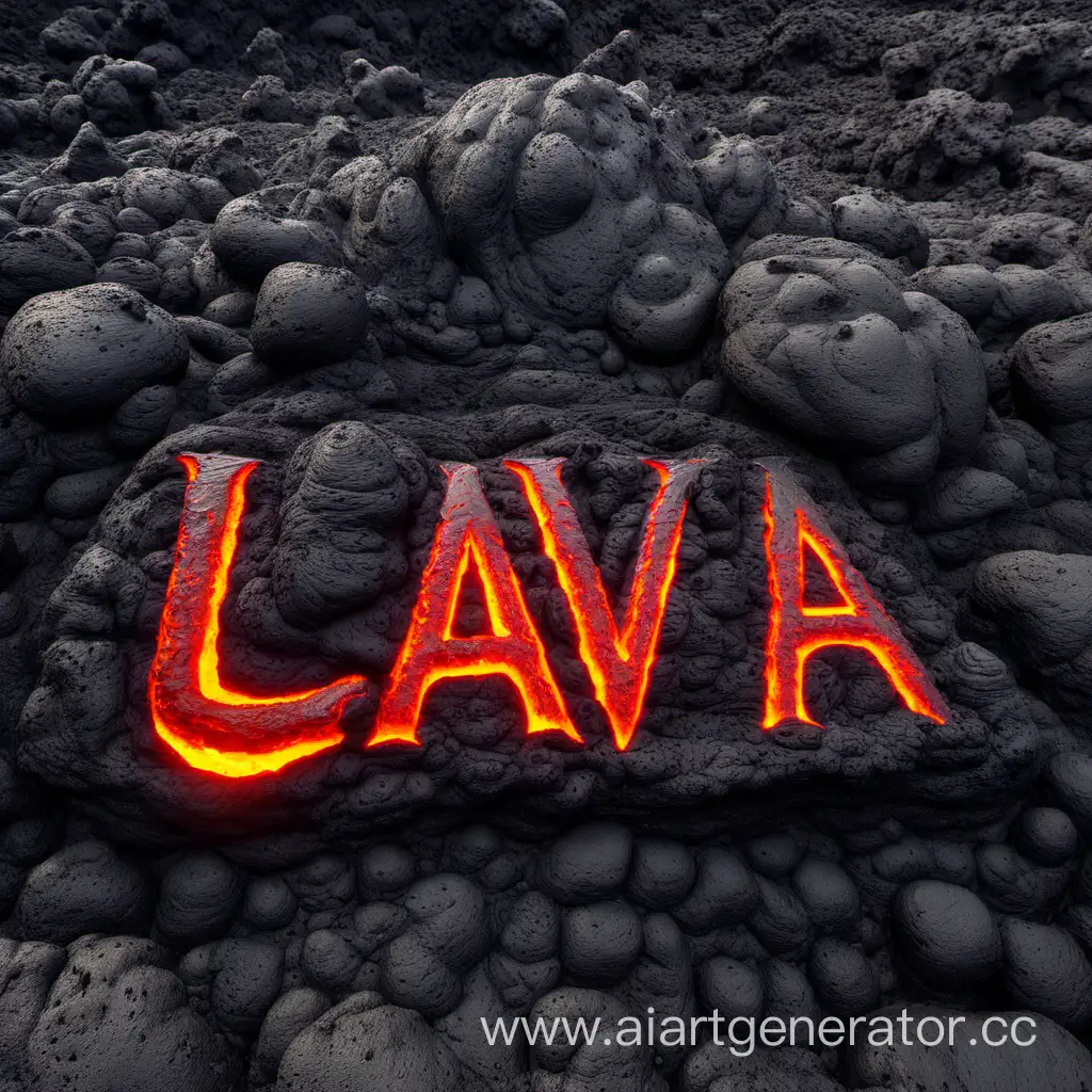 Надпись LAVA IS SPECIAL лавой , на камне вулкана