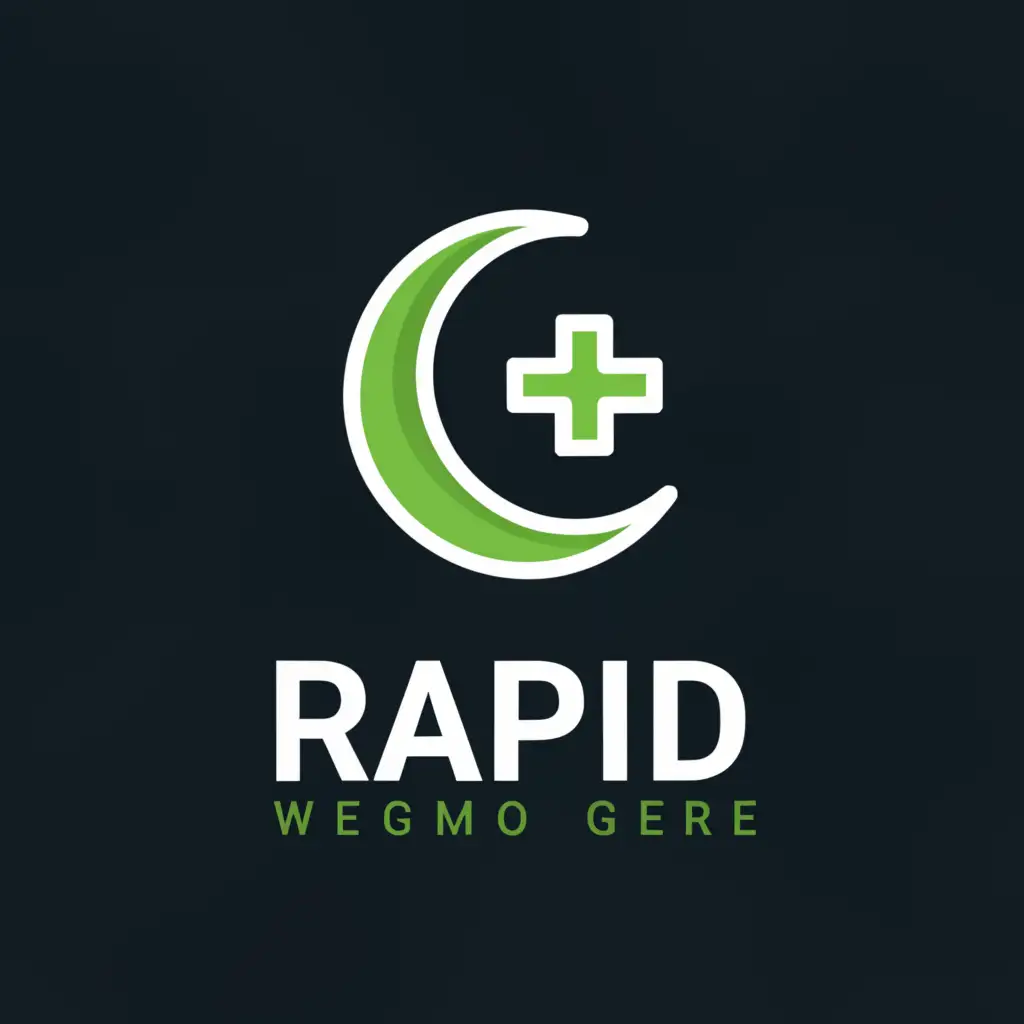a logo design,with the text "rap1d", main symbol:islam, moon and a medic plus on top, green,Moderate,be used in Religious industry,clear background