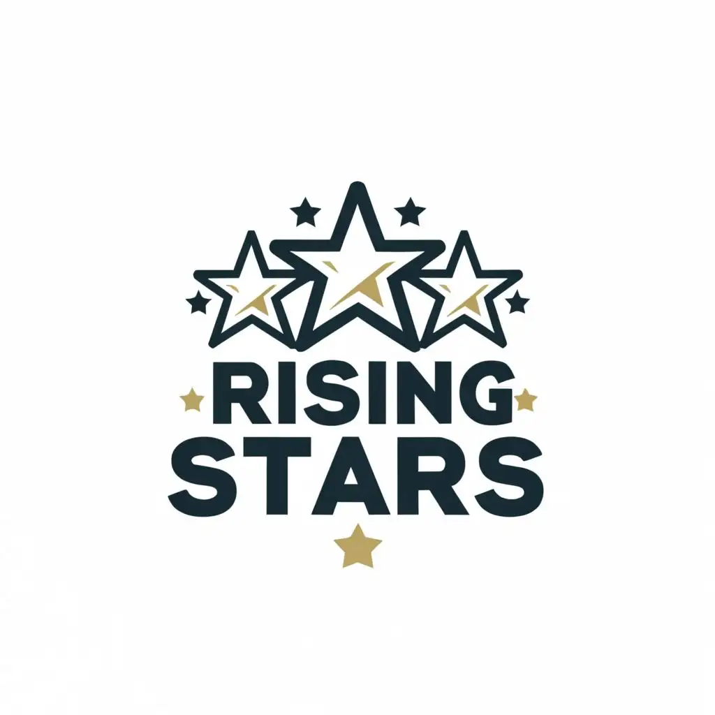 a logo design,with the text "Rising Stars", main symbol:3 stars and soccer ball,Moderate,be used in Sports Fitness industry,clear background