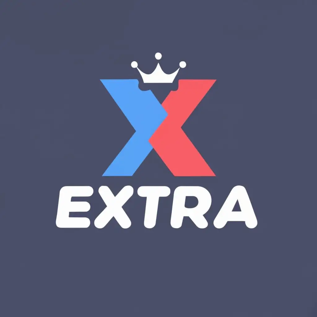 logo, red blue colors X mark emphasis, with the text "extra", typography, be used in Technology industry
add symbol crown