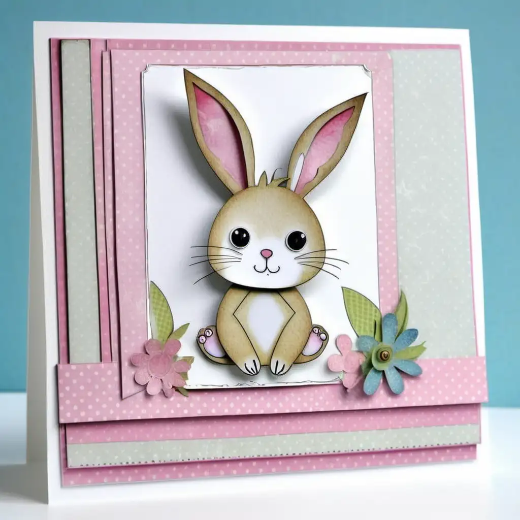 Adorable Rabbit Theme Scrapbooking Card Design