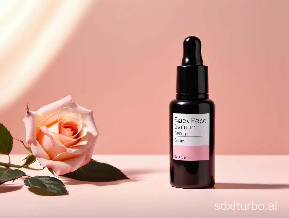 Professional-Product-Photography-Black-Face-Rose-Serum-Bottle-with-Blank-Label