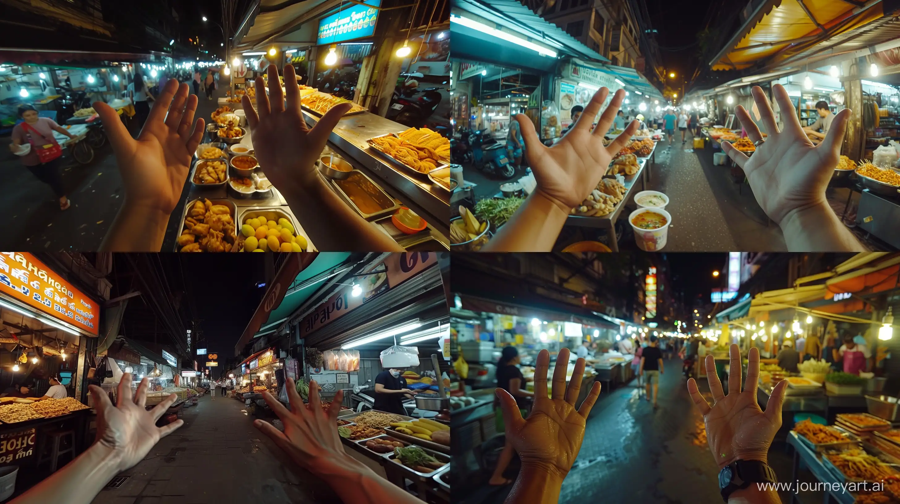 First-Person-Perspective-Walking-Through-Bangkok-Night-Market