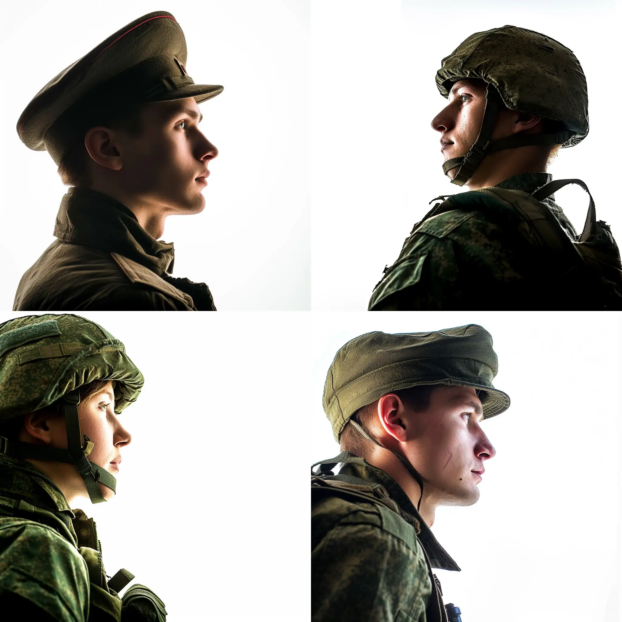 Russian-Soldier-Profile-Portrait-on-White-Background