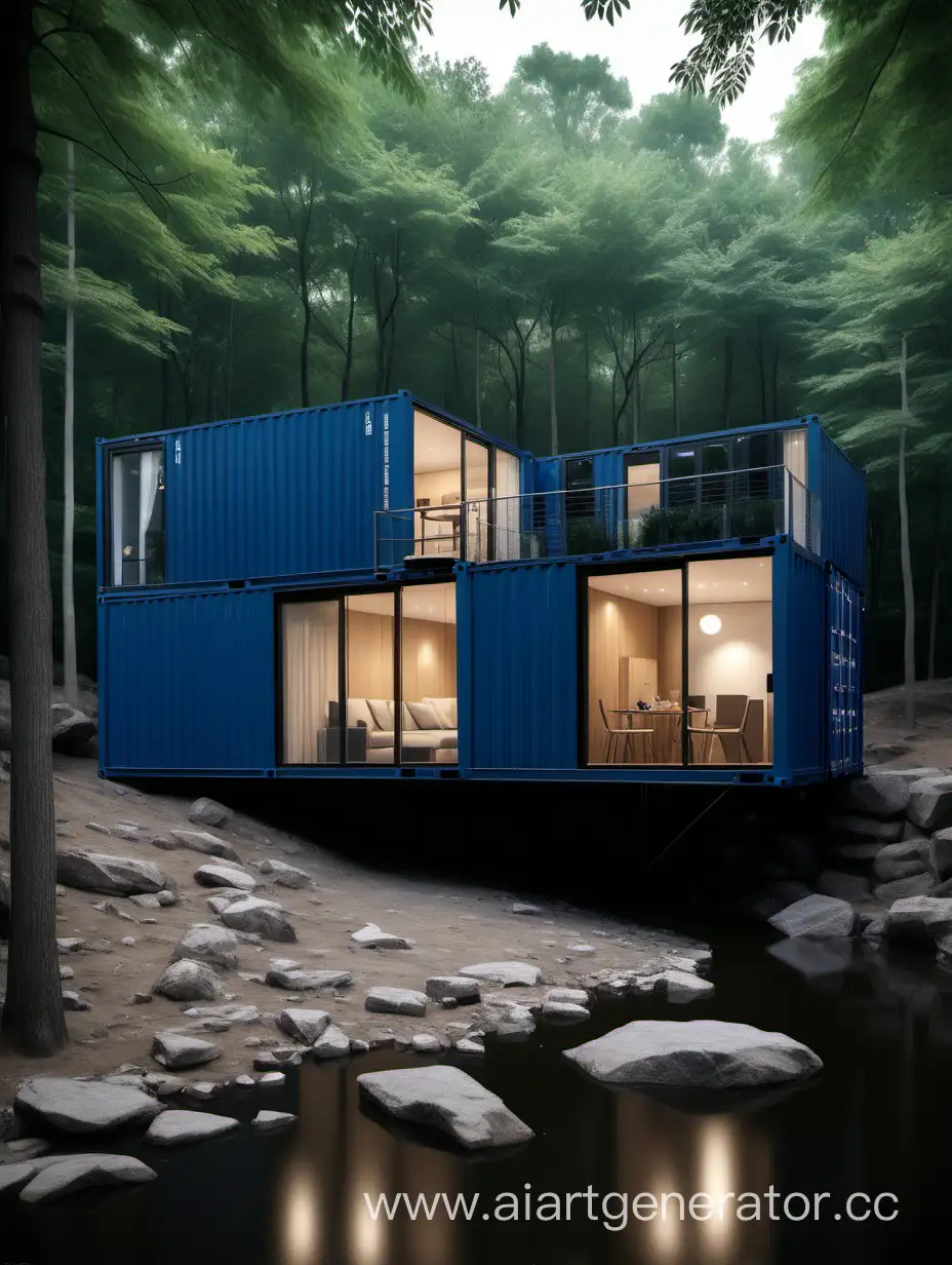 DoubleLayer-Creative-Container-Residence-by-the-Riverside-in-the-Woods