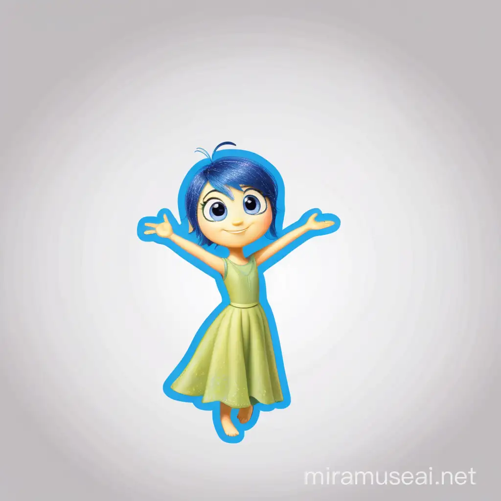 joy from Inside Out disney,  full body, minimalist, vector art, colored illustration with a black outline