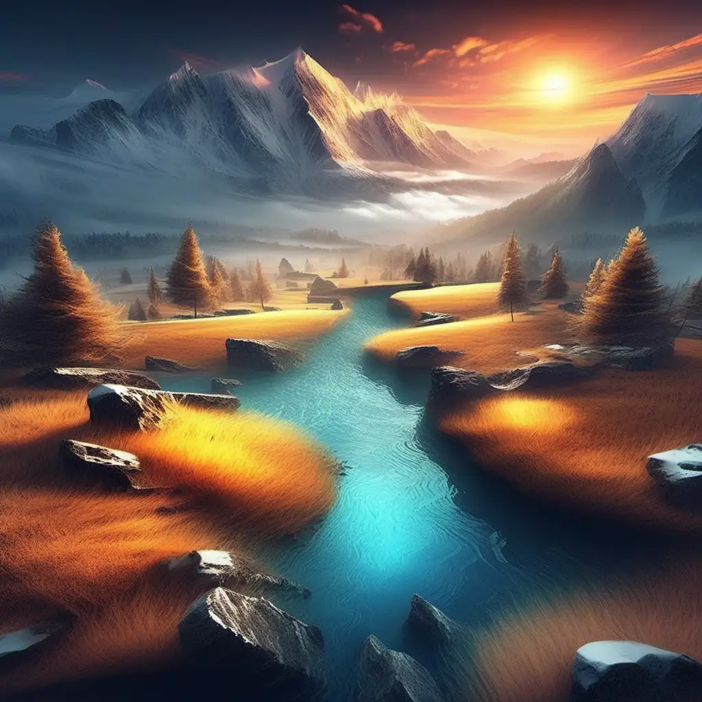 Enchanting Fantasy Landscapes with Mystical Creatures and Vibrant Colors