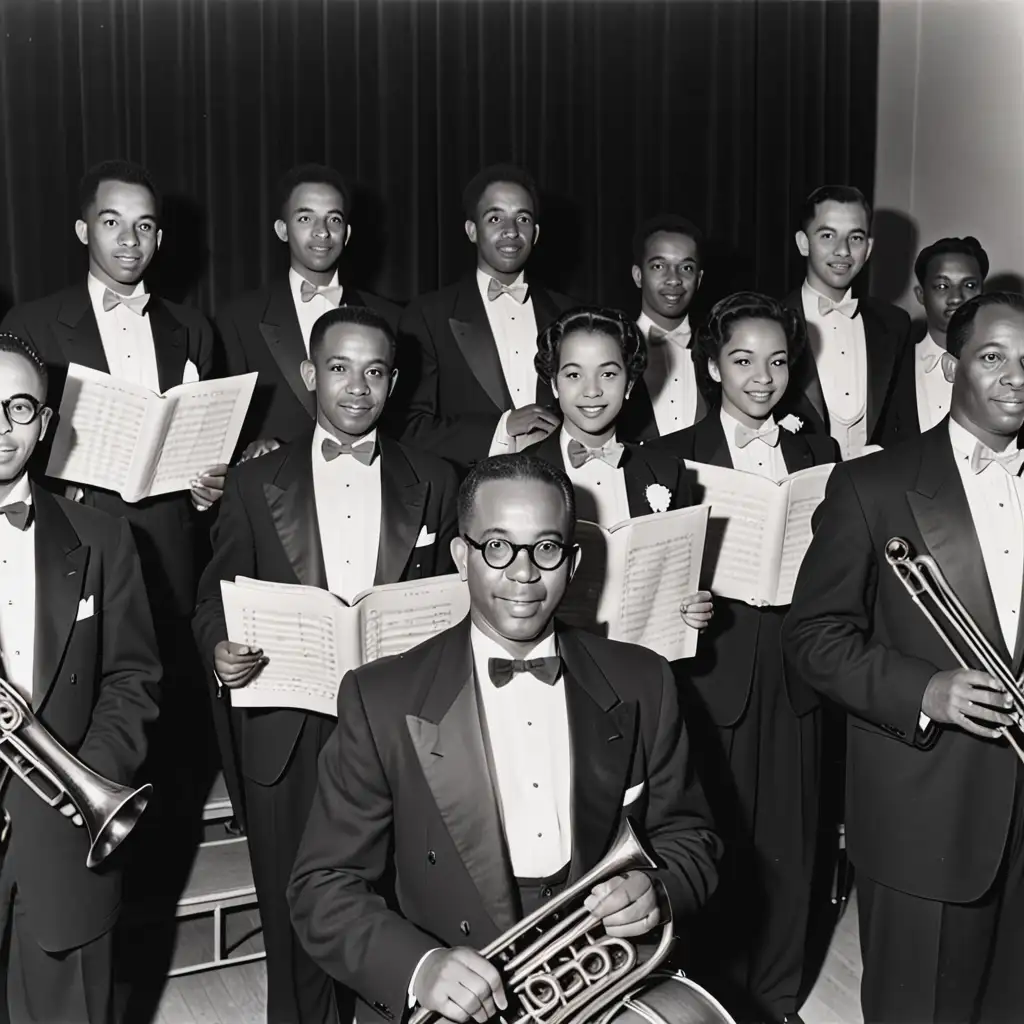 AfricanAmerican Orchestra Performing Jazz in 1944