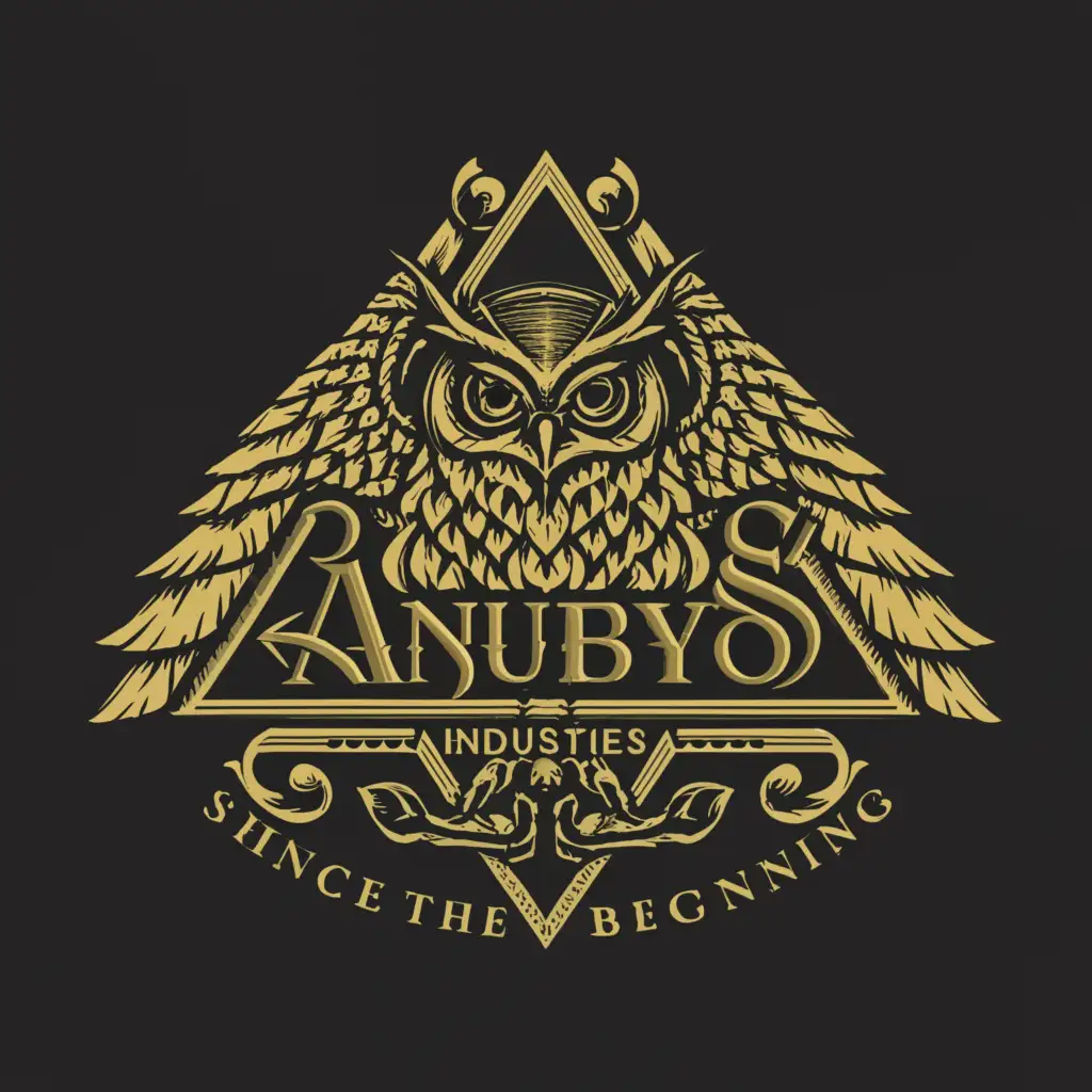 LOGO-Design-For-Anubys-Industries-Ancient-Owl-Symbol-in-a-Sacred-Triangle