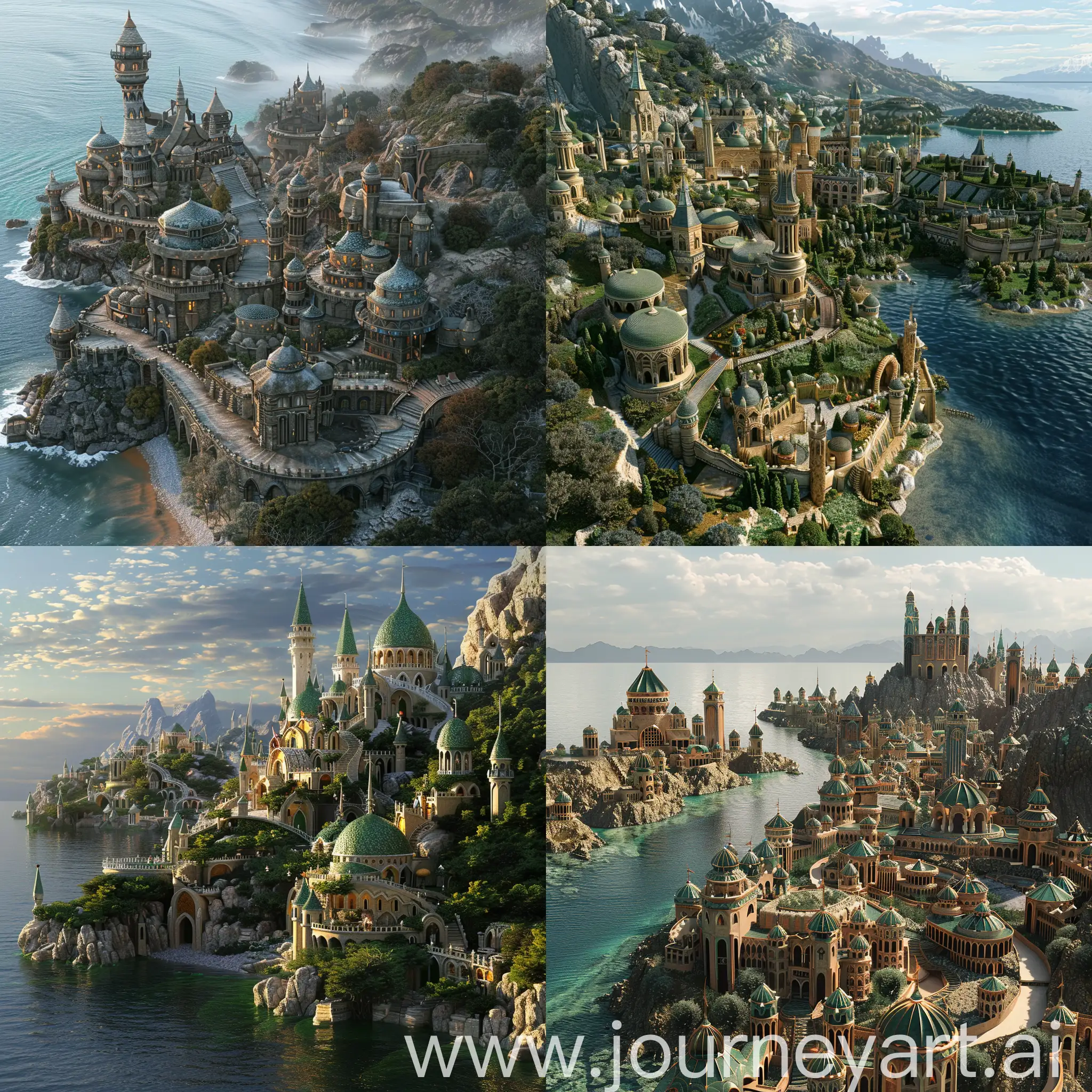elven city , sindorei style, located near the sea on the coast. 