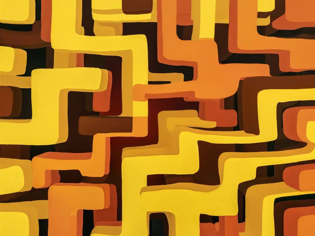Abstract Composition Yellow Orange and Brown Color Blocks