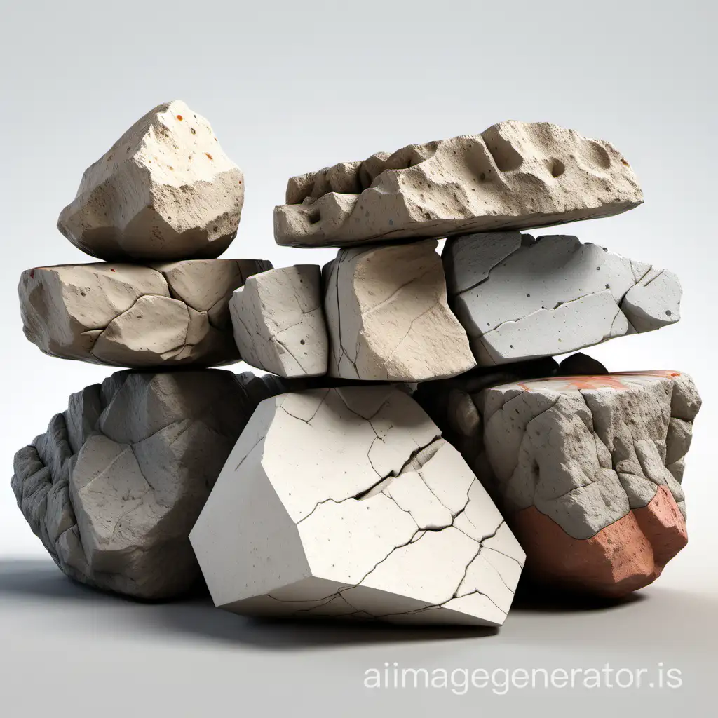 HighQuality-PBR-Render-Stacked-Beige-Concrete-Rocks-with-Vibrant-Accents-on-White-Background