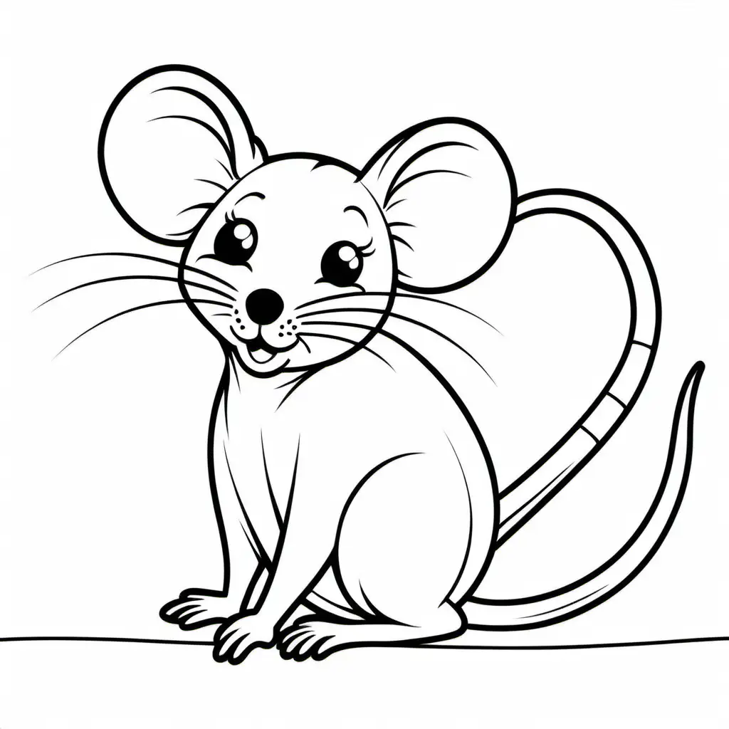 A Simple Mouse, Coloring Page, black and white, line art, white background, Simplicity, Ample White Space. The background of the coloring page is plain white to make it easy for young children to color within the lines. The outlines of all the subjects are easy to distinguish, making it simple for kids to color without too much difficulty