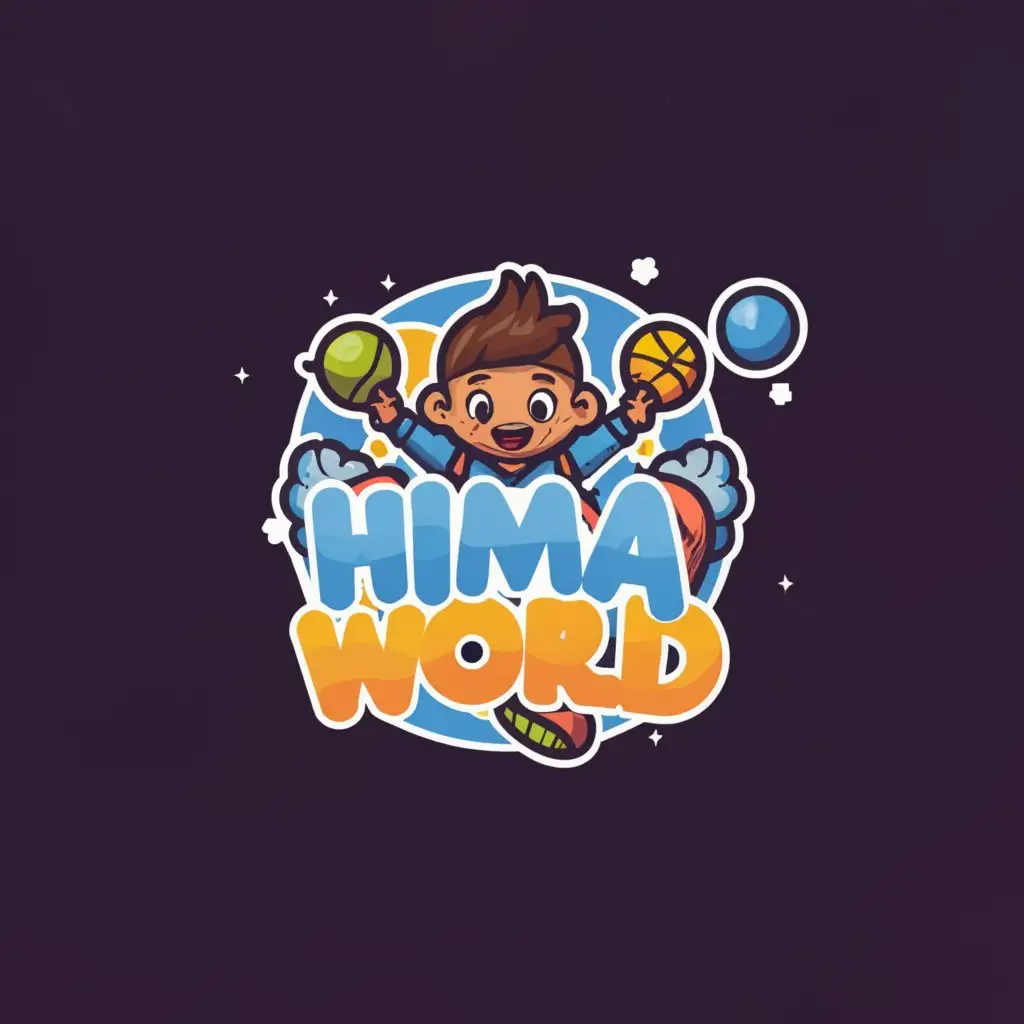 a logo design,with the text "hima world", main symbol:logo named hima world  for brand kids gams ,Moderate,clear background
