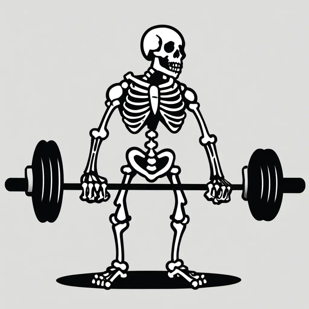 Muscular Skeleton Lifting Heavy Weights for Strength Training
