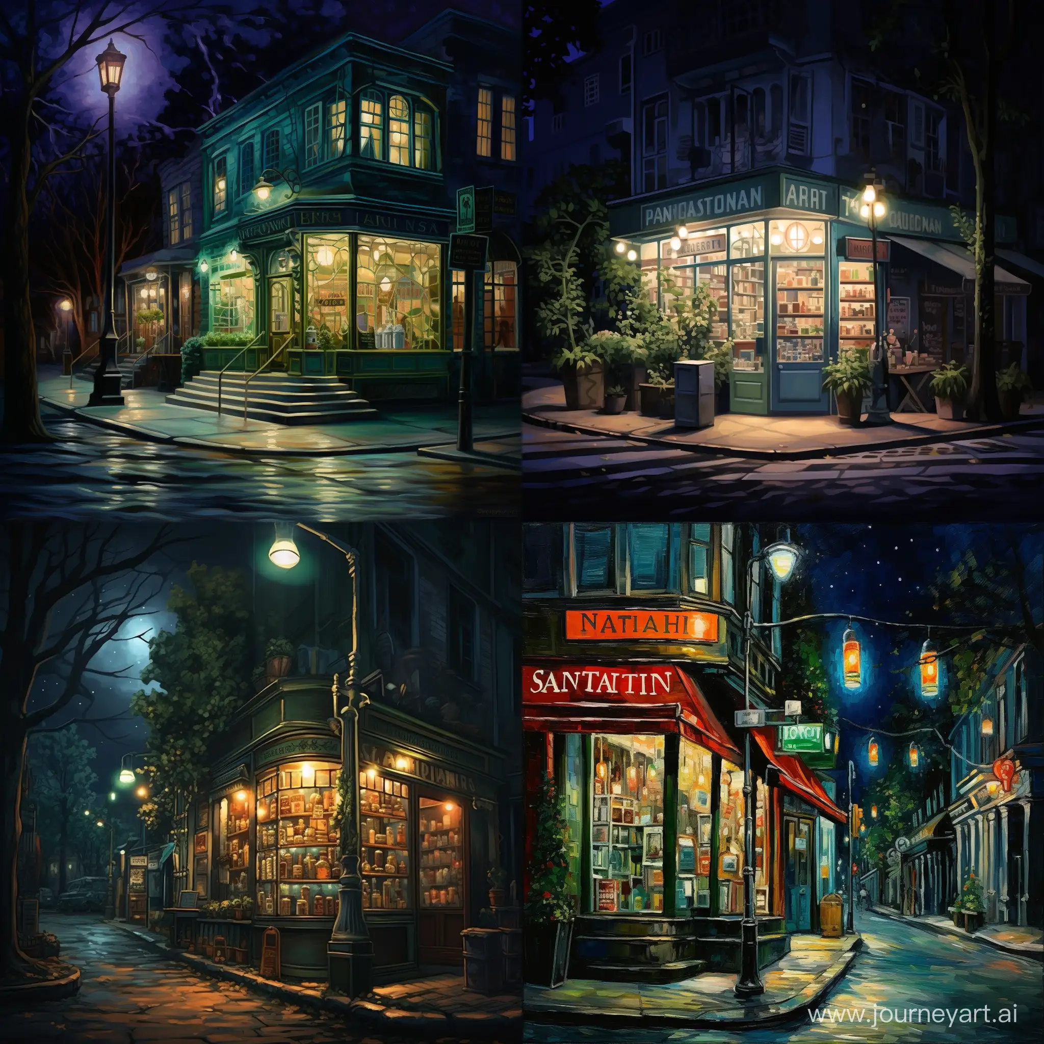 Enchanting-Night-Street-Pharmacy-Art