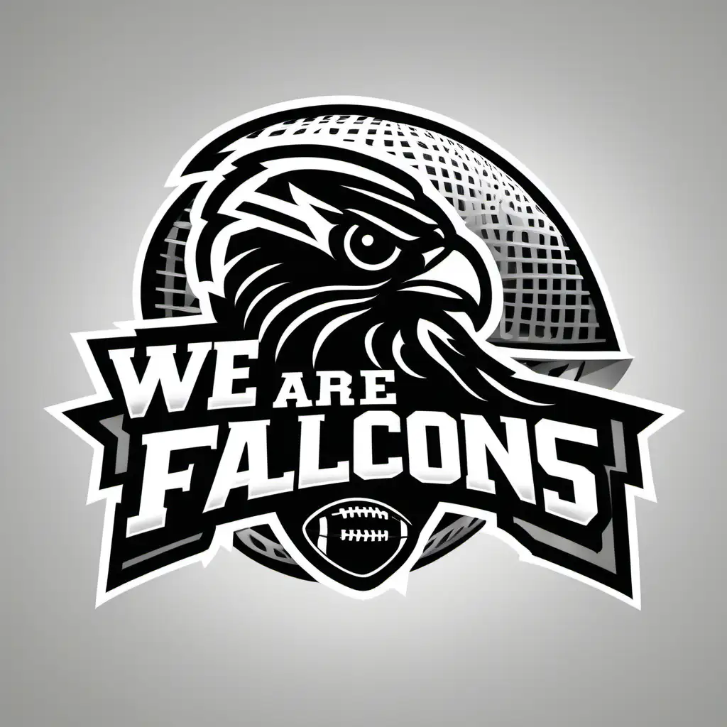 We Are Falcons, Football, Black Outline
