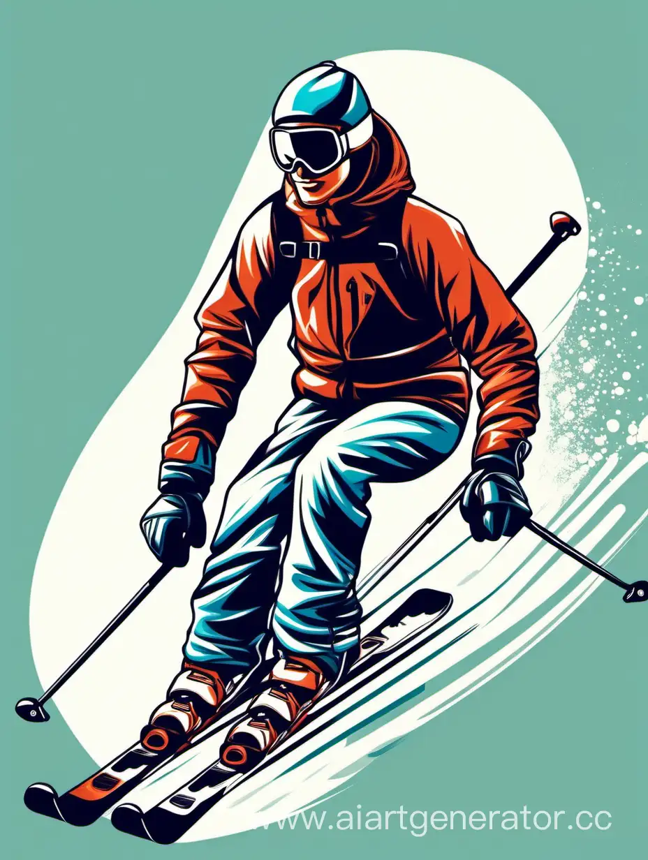 лыжник в стиле графика