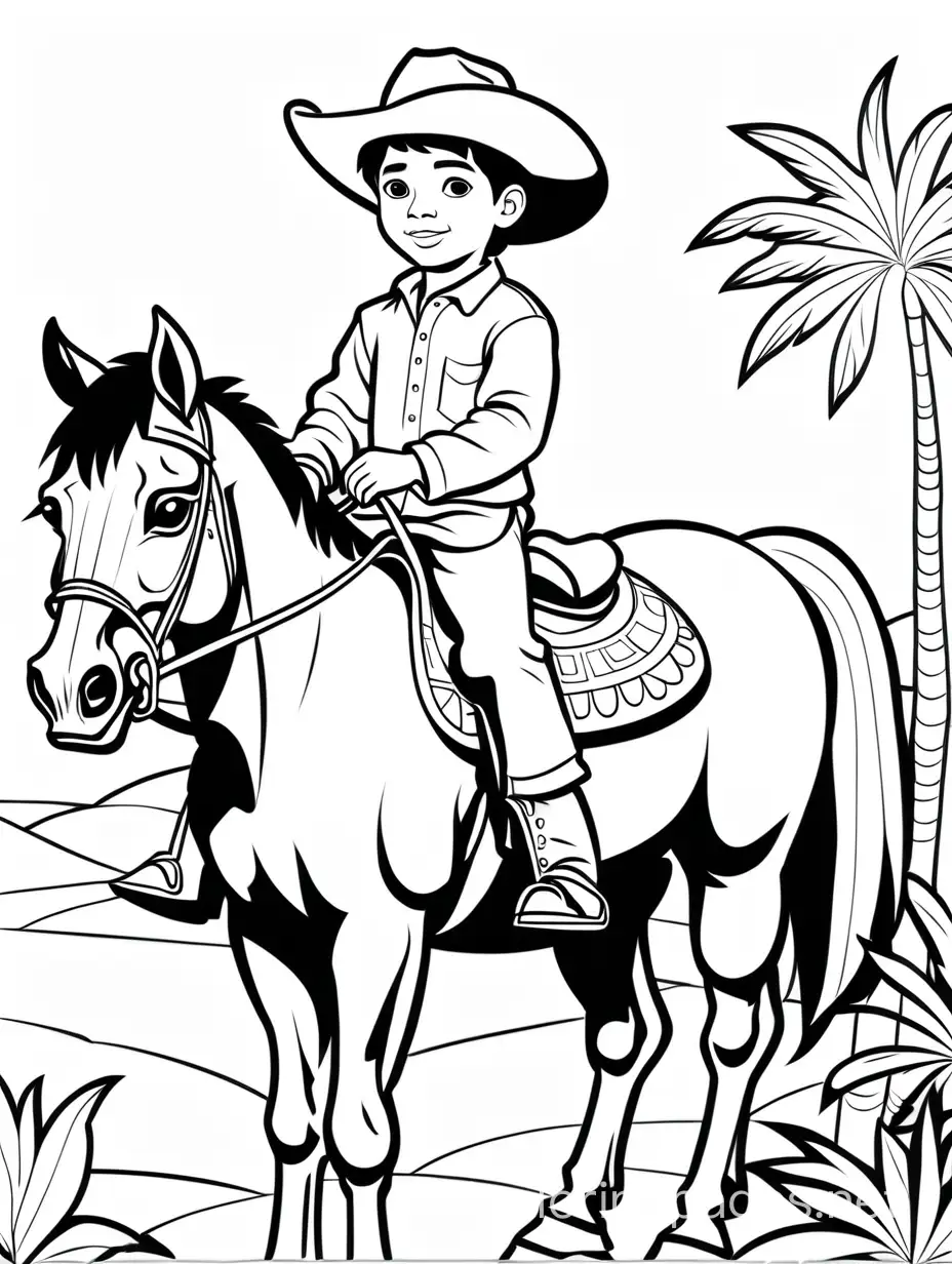 Nicaraguan-Boy-Riding-Horse-Coloring-Page-for-Easy-KidFriendly-Fun