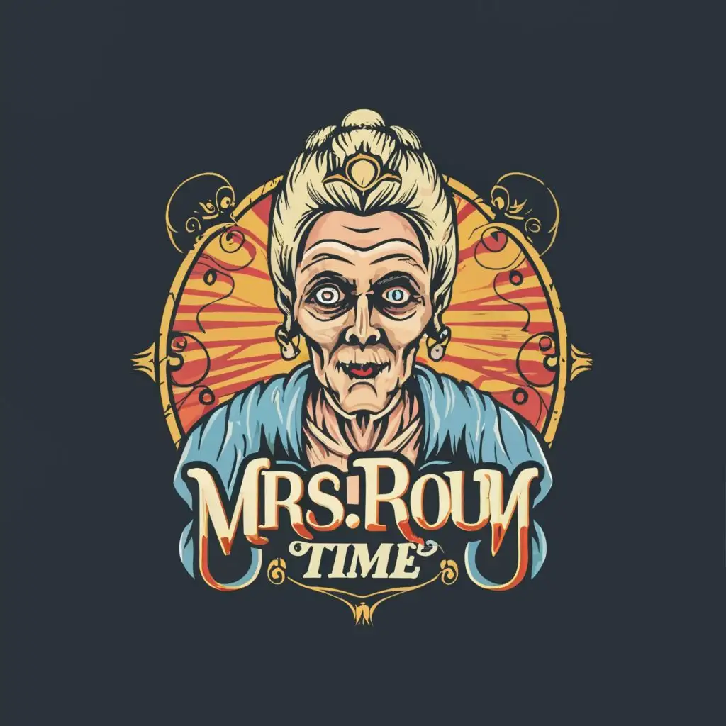 LOGO-Design-For-Mrs-Roum-Time-Vintage-Zombie-with-Religious-Typography